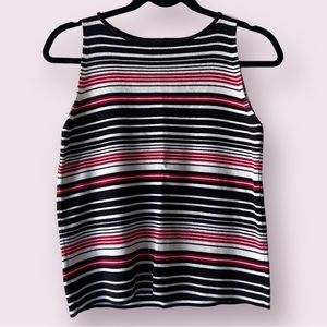 Vintage 90s y2k High Neck Black White Red Striped Knit Sweater Tank